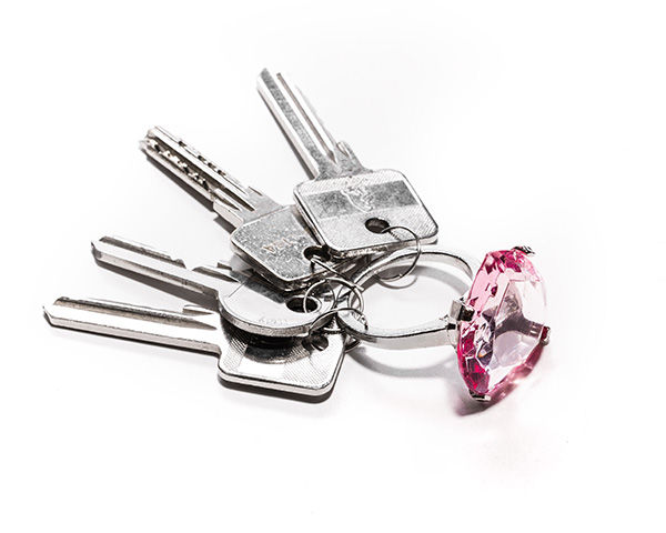 Diamant Schlüsselring pink Herzform für 5 Schlüssel 05