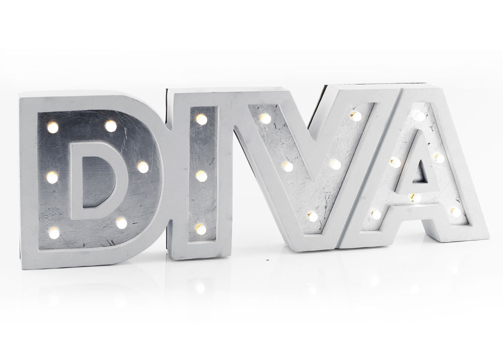 DIVA Led Display Wanddekoartion Diva mit Beleuchtung