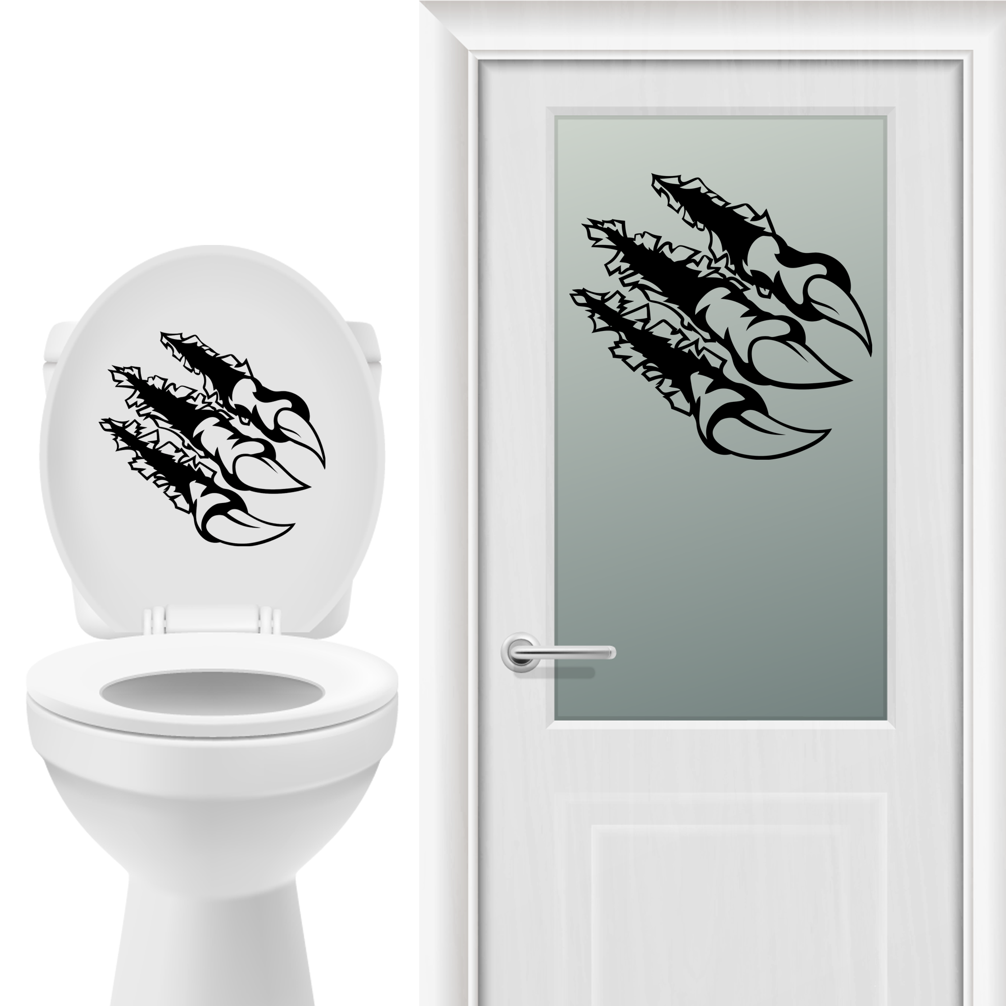 WC Tür Tattoo Aufkleber Kralle schwarz