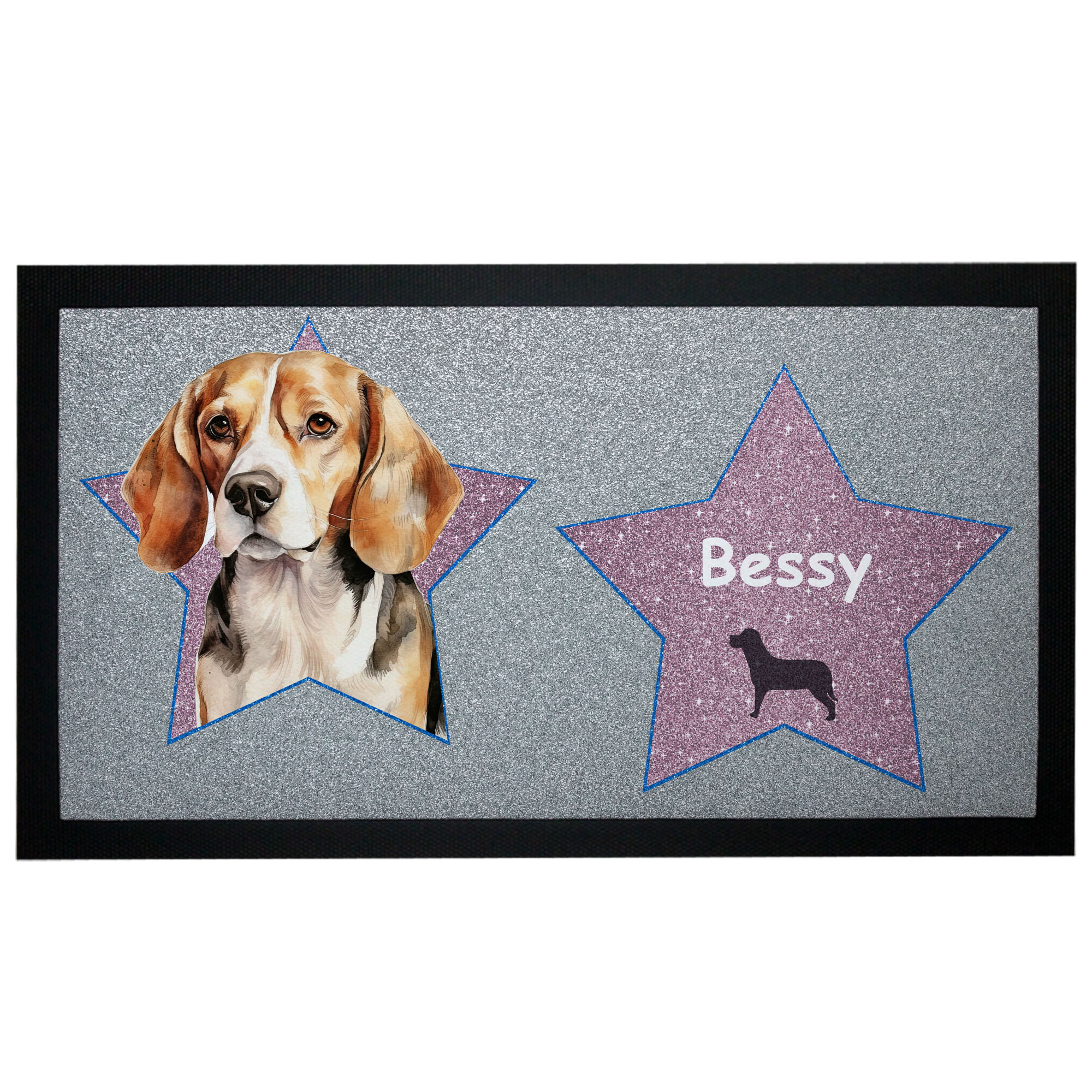 Napfunterlage Beagle mit Name Design Sterne - Walk of Hund
