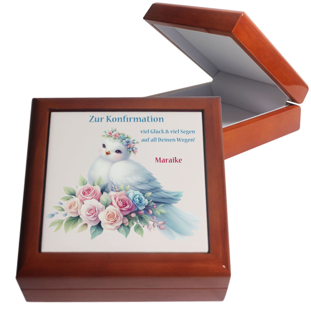 Schmuckschatulle zur Konfirmation mit Name Geschenkbox | 13,5 cm 