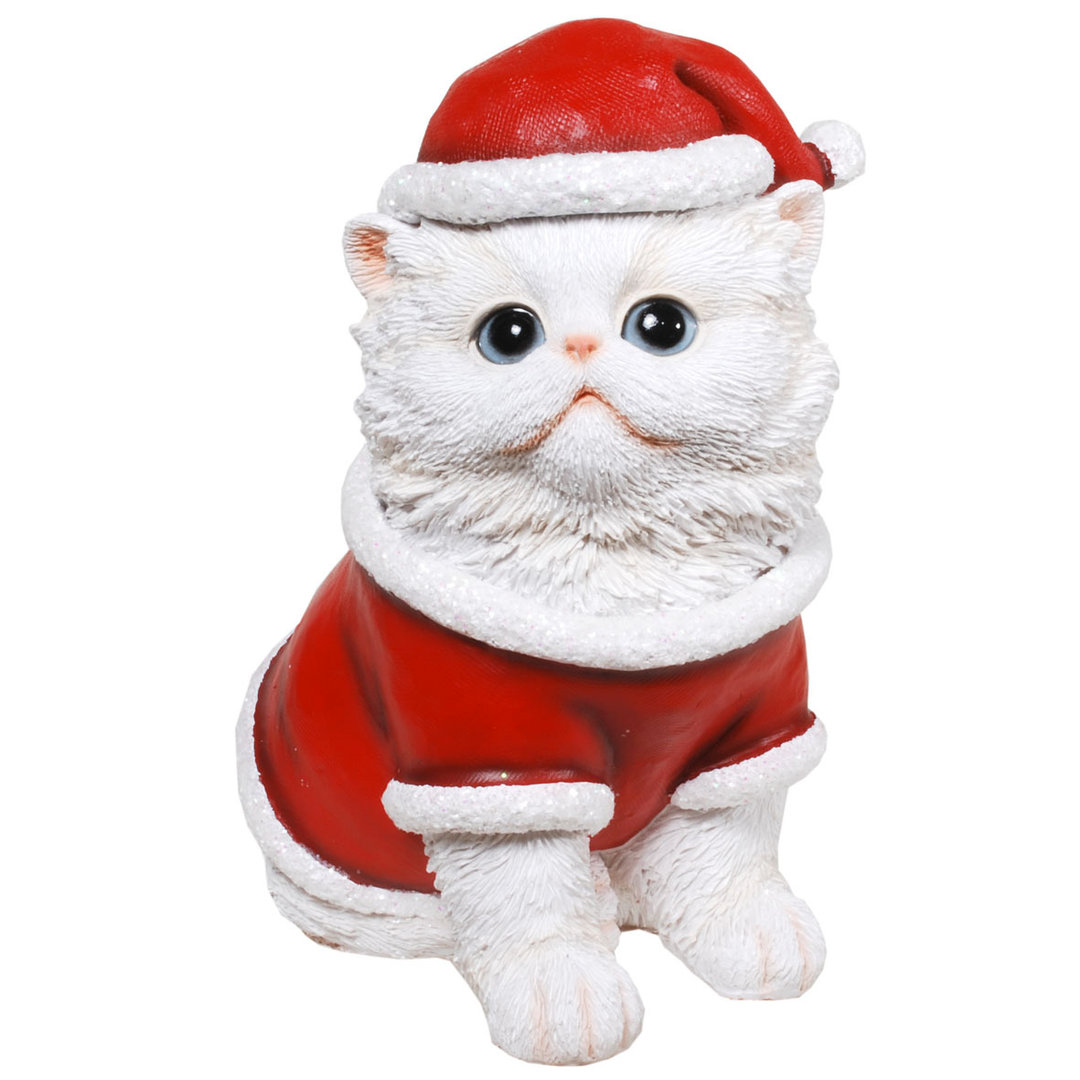 Katze mit Weihnachtsanzug Figur Weihnachts Katze