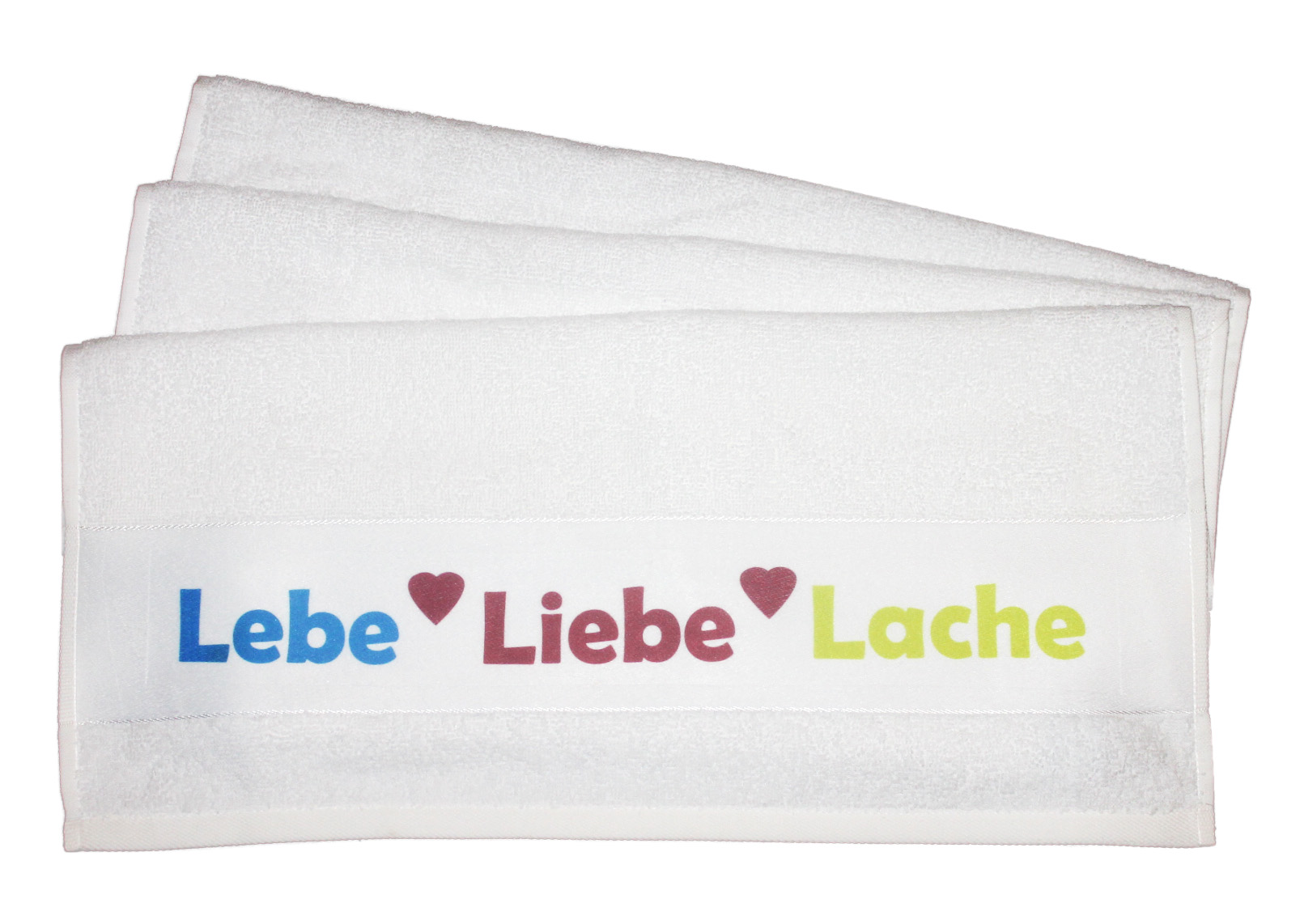 Handtuch Lebe Liebe Lache weiß 50x100