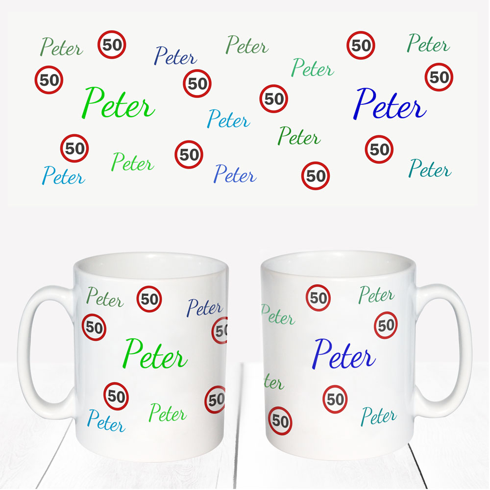 Tasse Geburtstag mit Name und Zahl vlau-grün