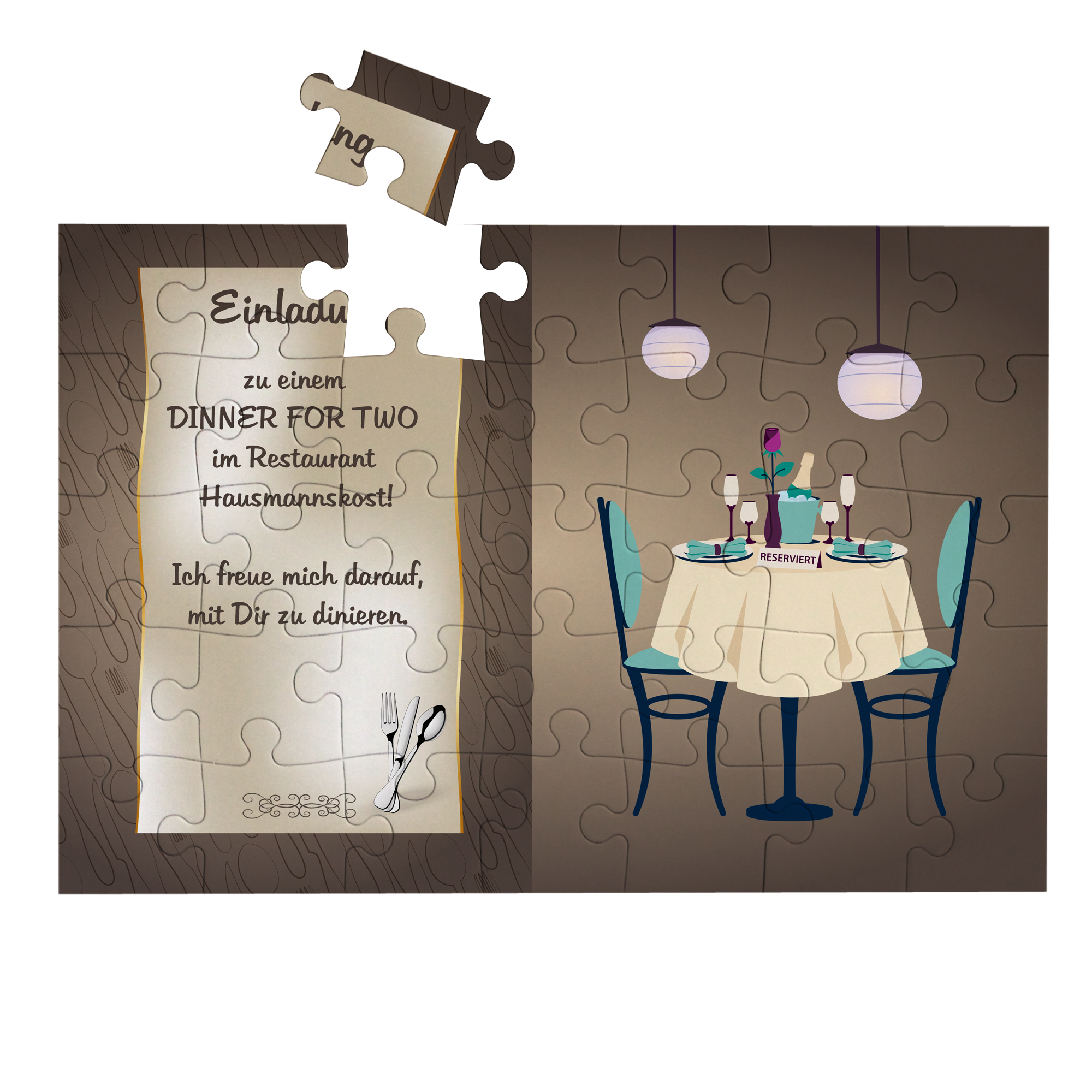 Puzzle mit Wunschtext Essen Restaurant | 35 Teile A4
