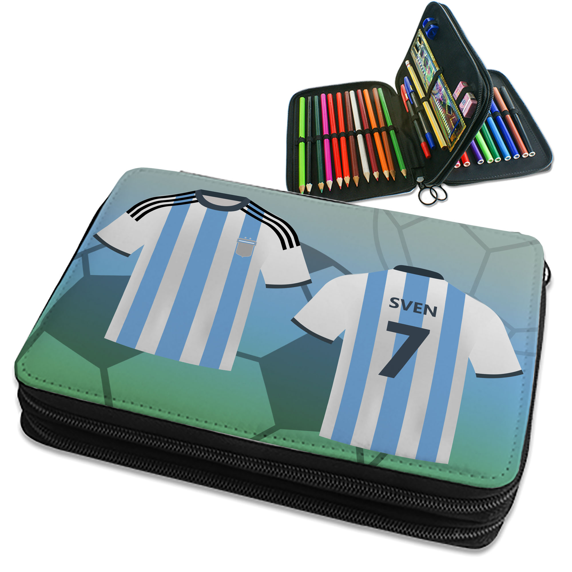 Federmappe Fußball Trikot mit Name und Nummer | Argentinien
