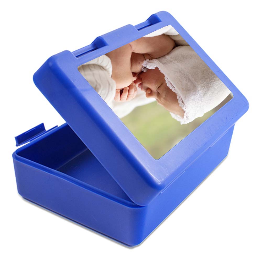 Brotbox blau mit Foto selbst gestalten