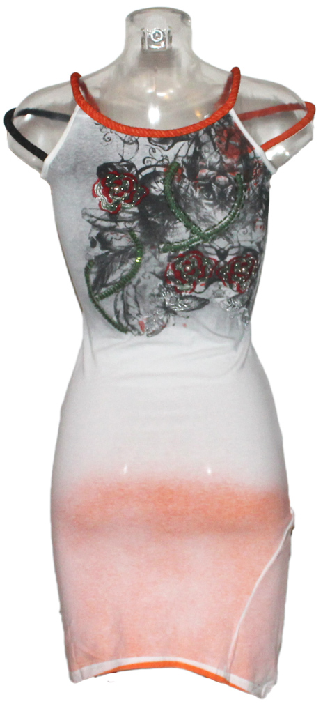 Damen Kleid Minikleid Signet 3257 grau pink mit Stickerei 03