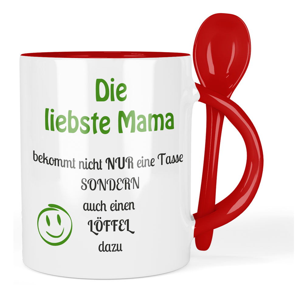 Die liebste Mama Tasse mit Löffel | Löffeltasse