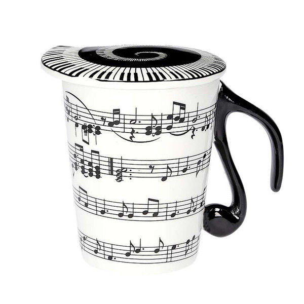 Kaffeebecher Musik Becher Musiknoten mit Deckel 04
