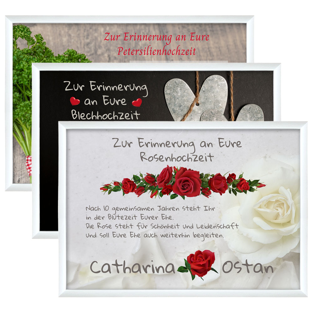 Alu-Tafel mit Namen zum Hochzeitstag