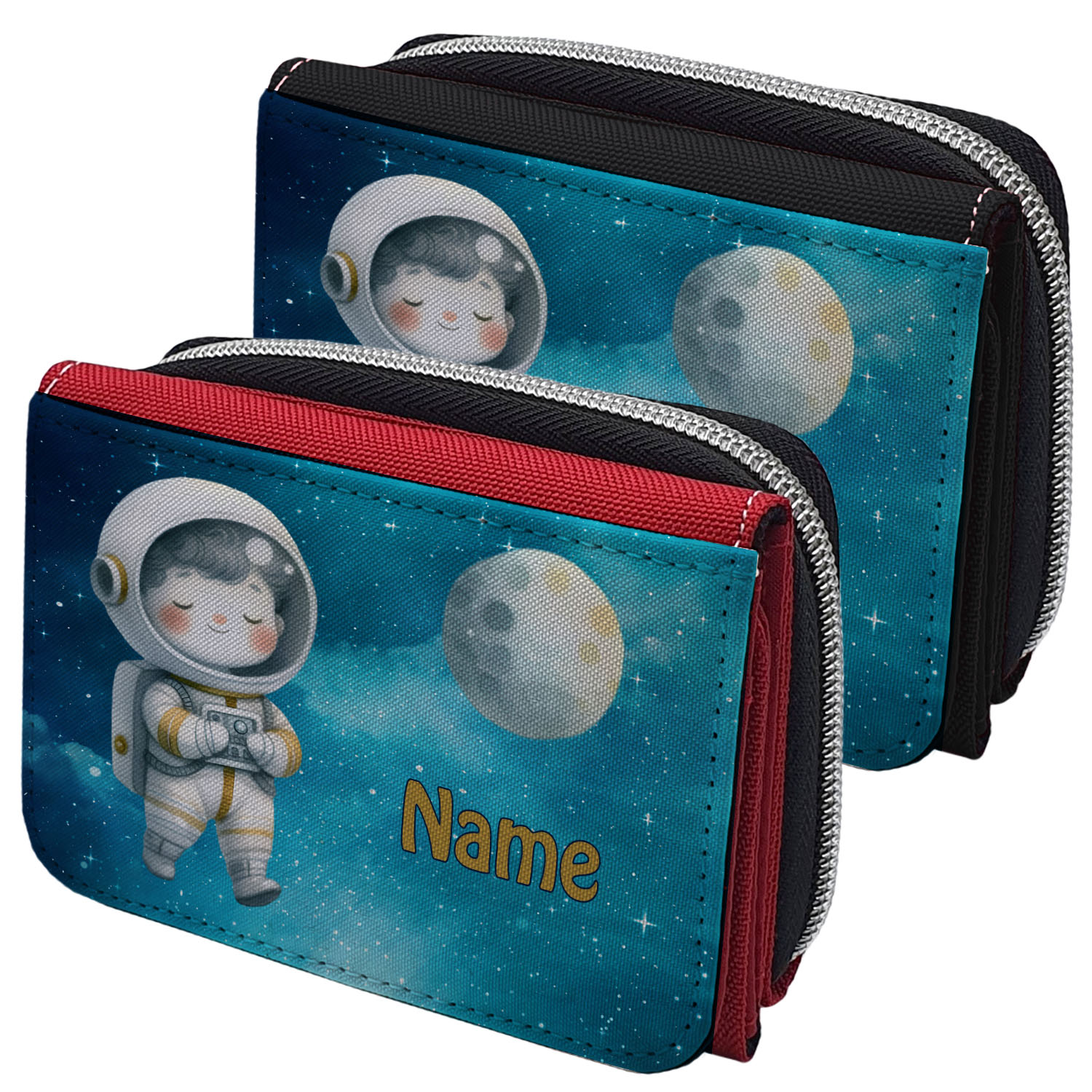 Textil Geldbeutel mit Name Astronaut
