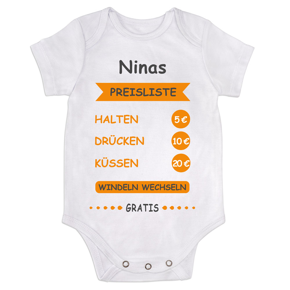 Baby Body mit Name witzig | Preisliste