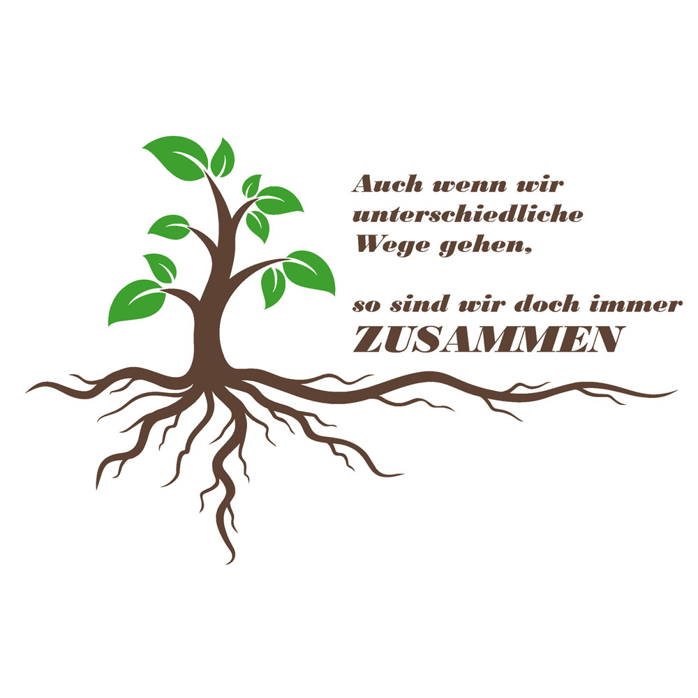 Wandtattoo Baum mit Wurzeln immer zusammen