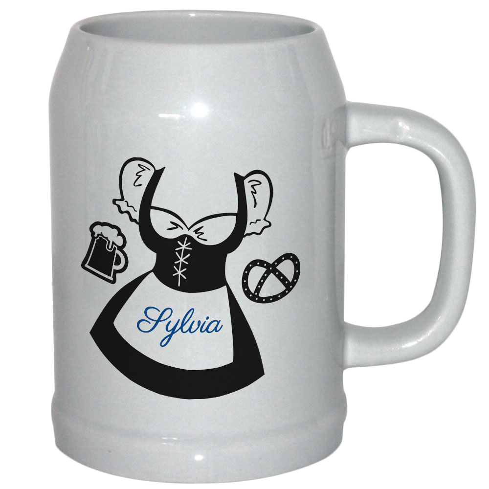 Bierkrug Dirndl mit Name 500ml
