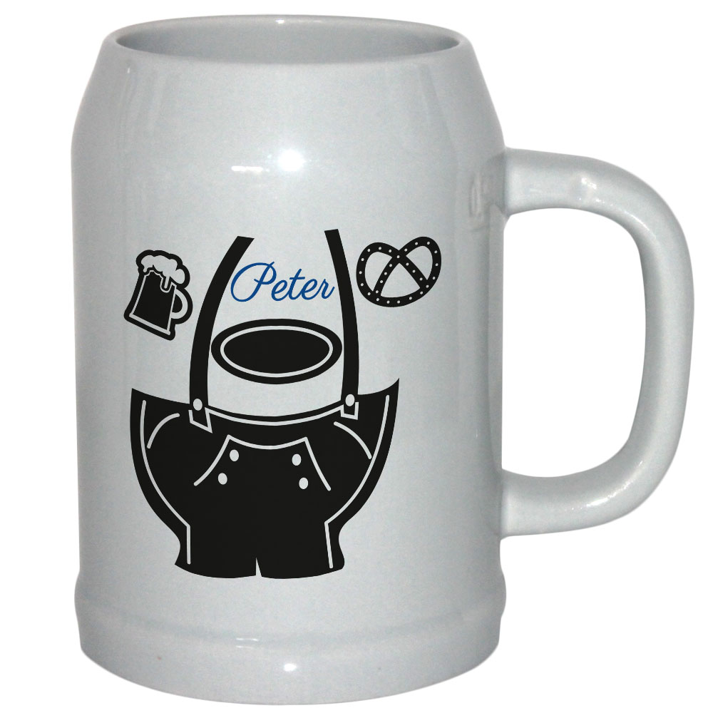 Bierkrug Trachtenhose mit Name 500ml
