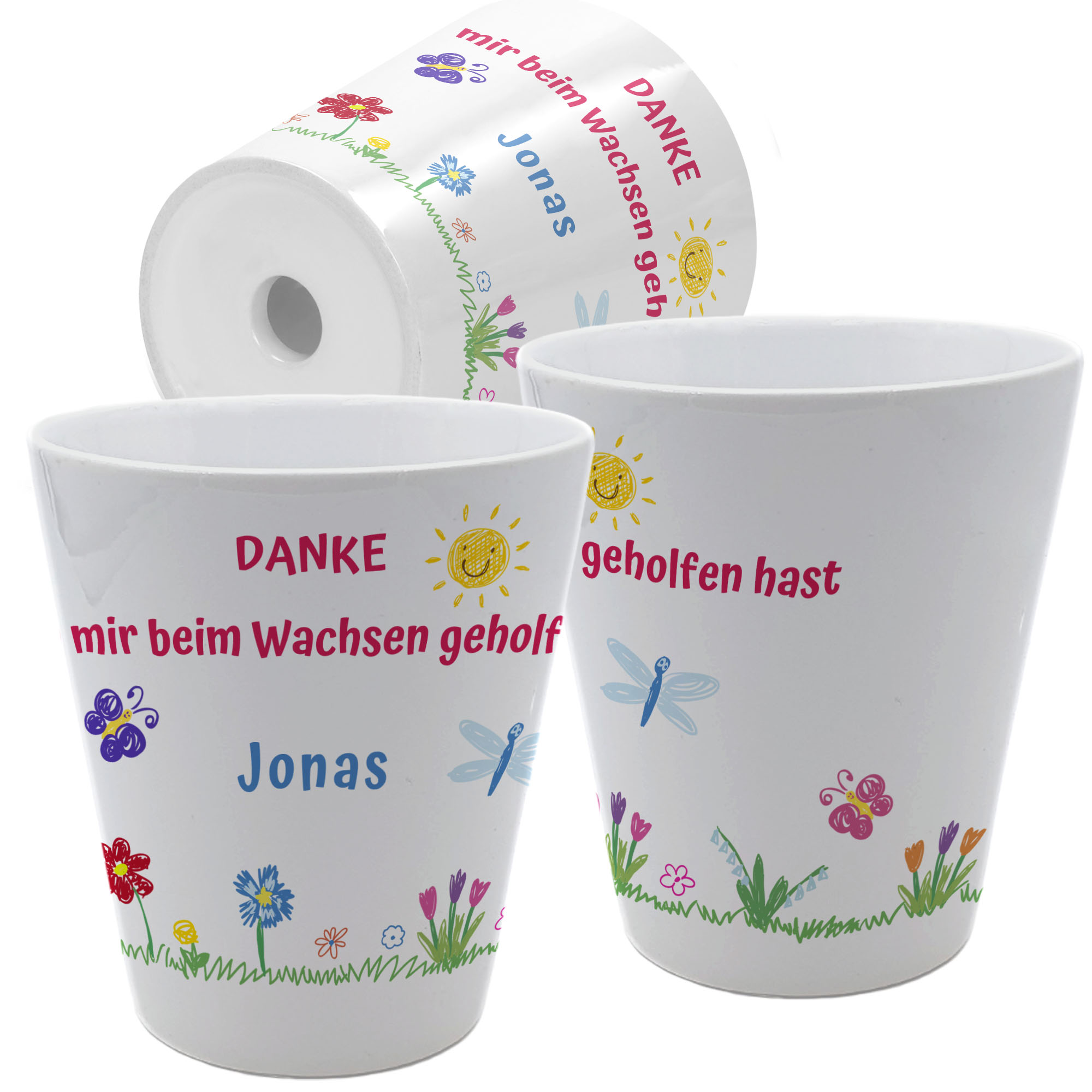 Blumentopf mit Name Geschenk Kindergarten