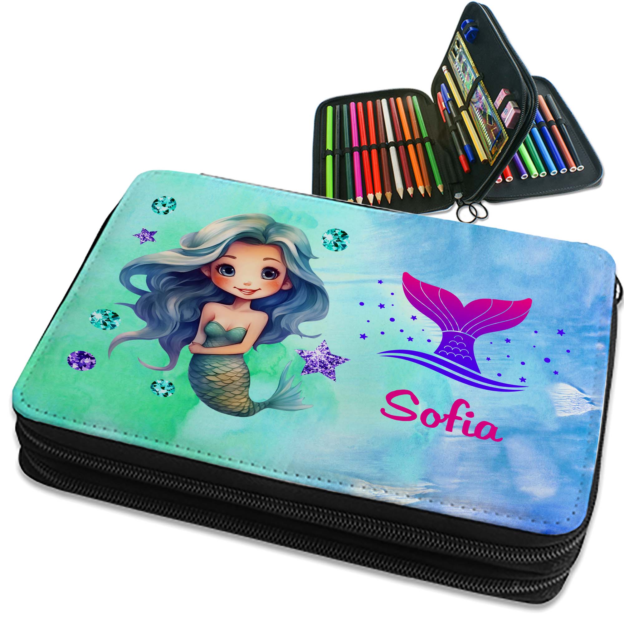 Federmappe mit Name | Design Meerjungfrau 01