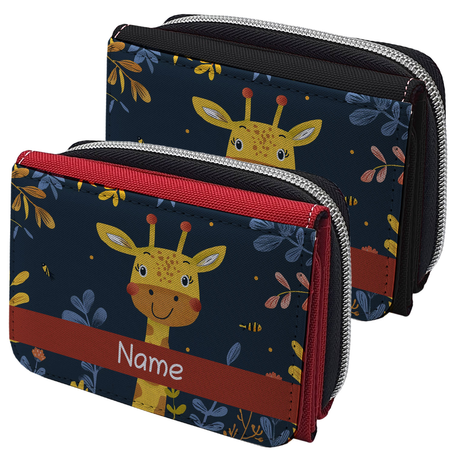 Geldbeutel mit Name im Design lustige Giraffe
