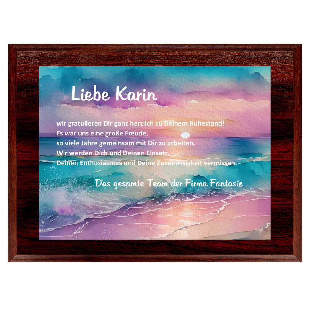 Glückwunsch zum Ruhestand mit Name auf Holztafel