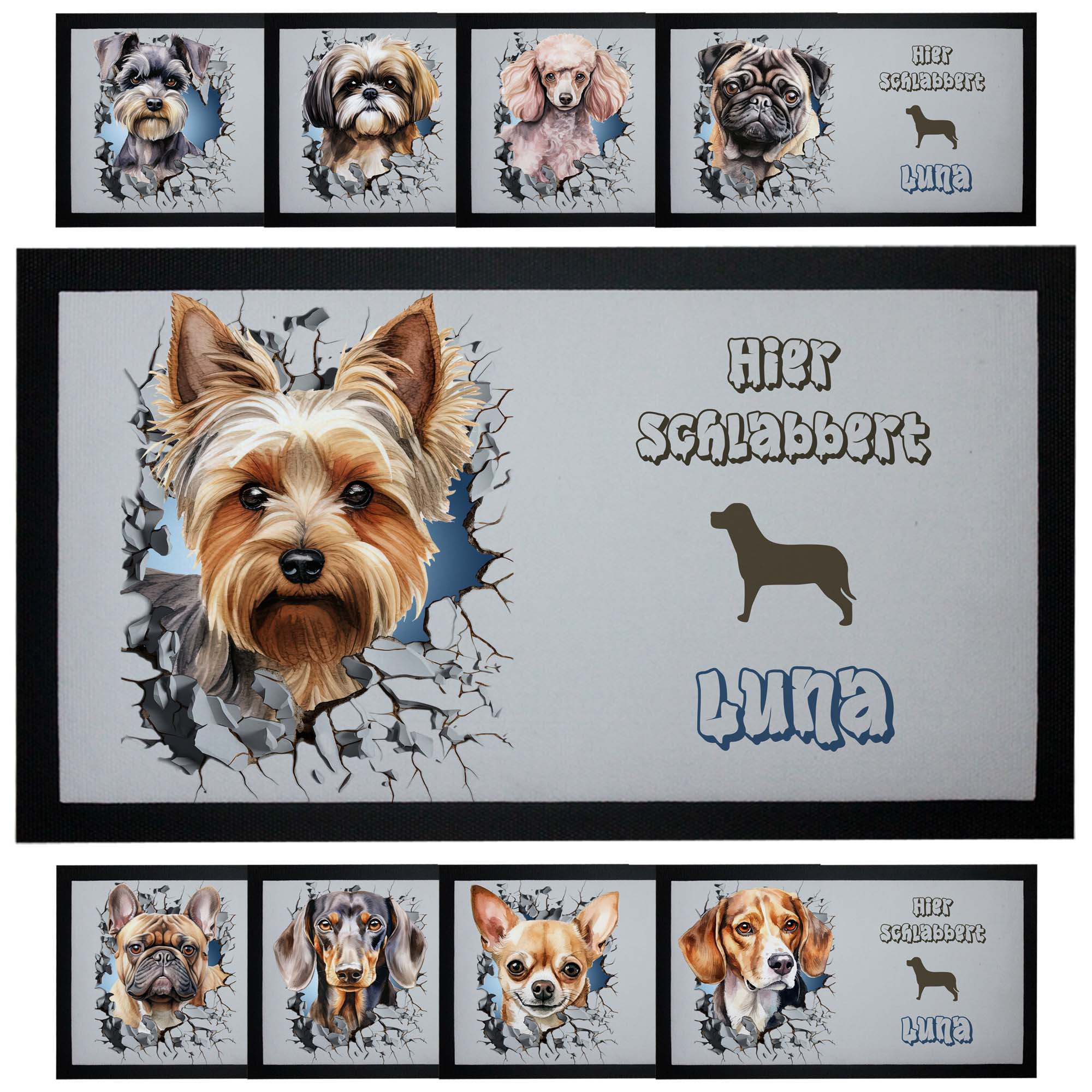 Napfunterlage mit Name 44x25 Design Wanddurchbruch