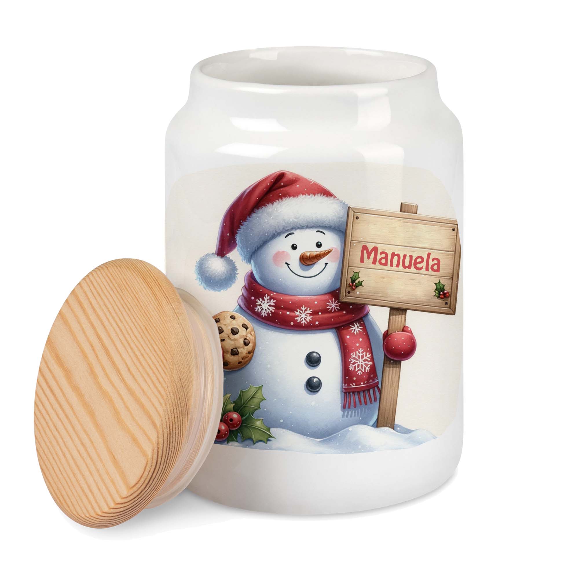 Keramik Keks Dose mit Name | Schneemann Plätzchen Dose