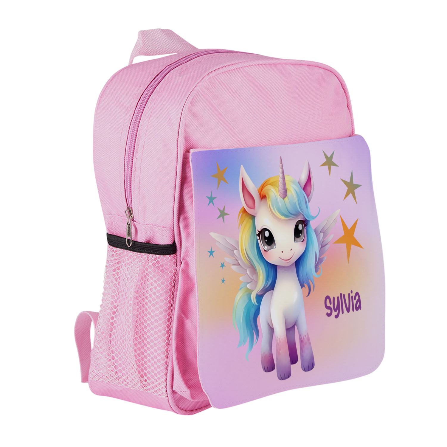 Kinder Rucksack Einhorn mit Name in rosa
