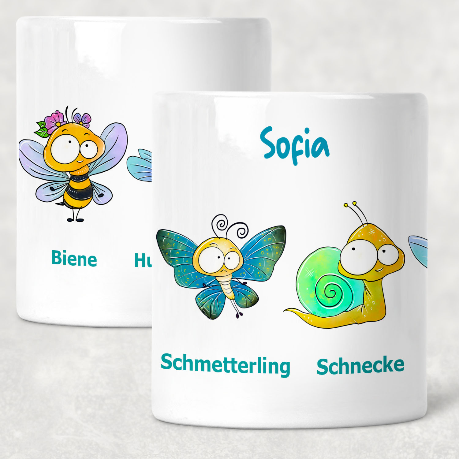 Kinder Spardose mit Name | Garten Tiere