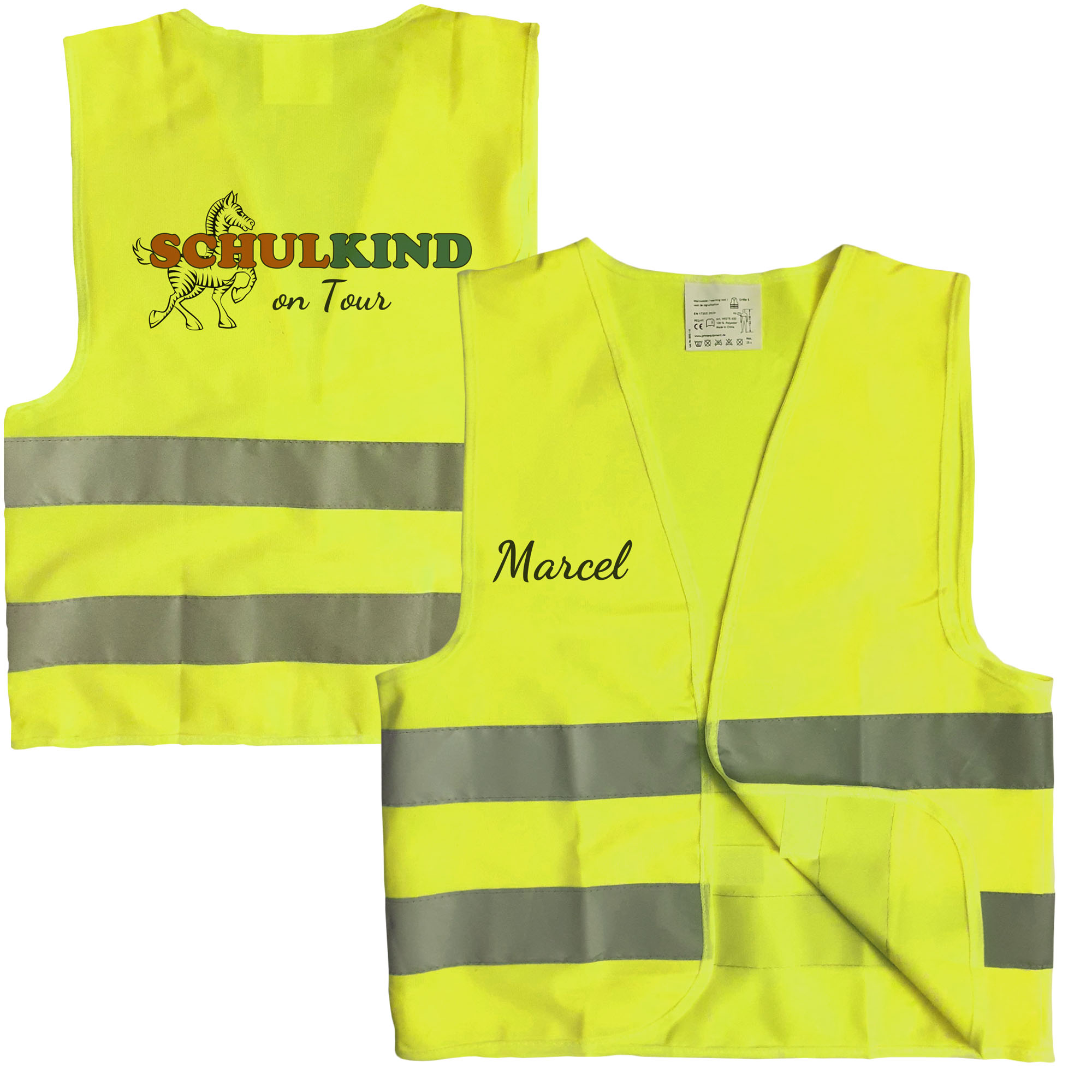 Kinder Warnweste mit Name | Schulkind on Tour