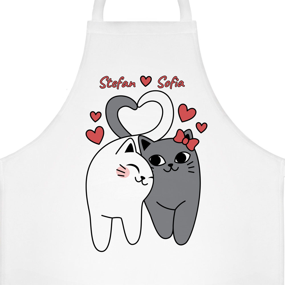 Küchenschürze mit Namen Liebe Katzen-Paar