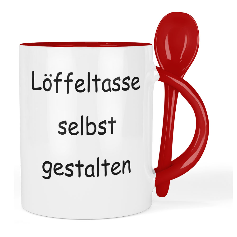 Tasse mit Löffel rot selbst gestalten