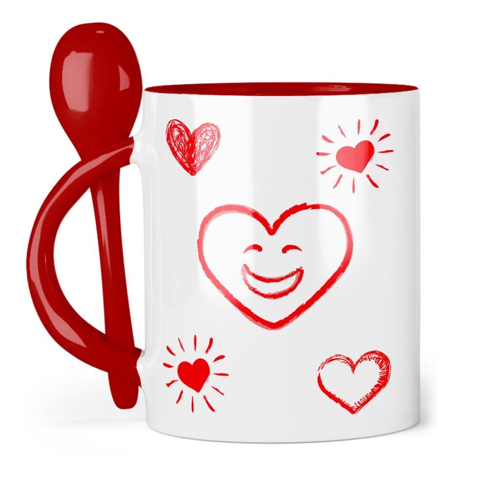 Tasse mit Löffel zum Muttertag rot – Bild 2