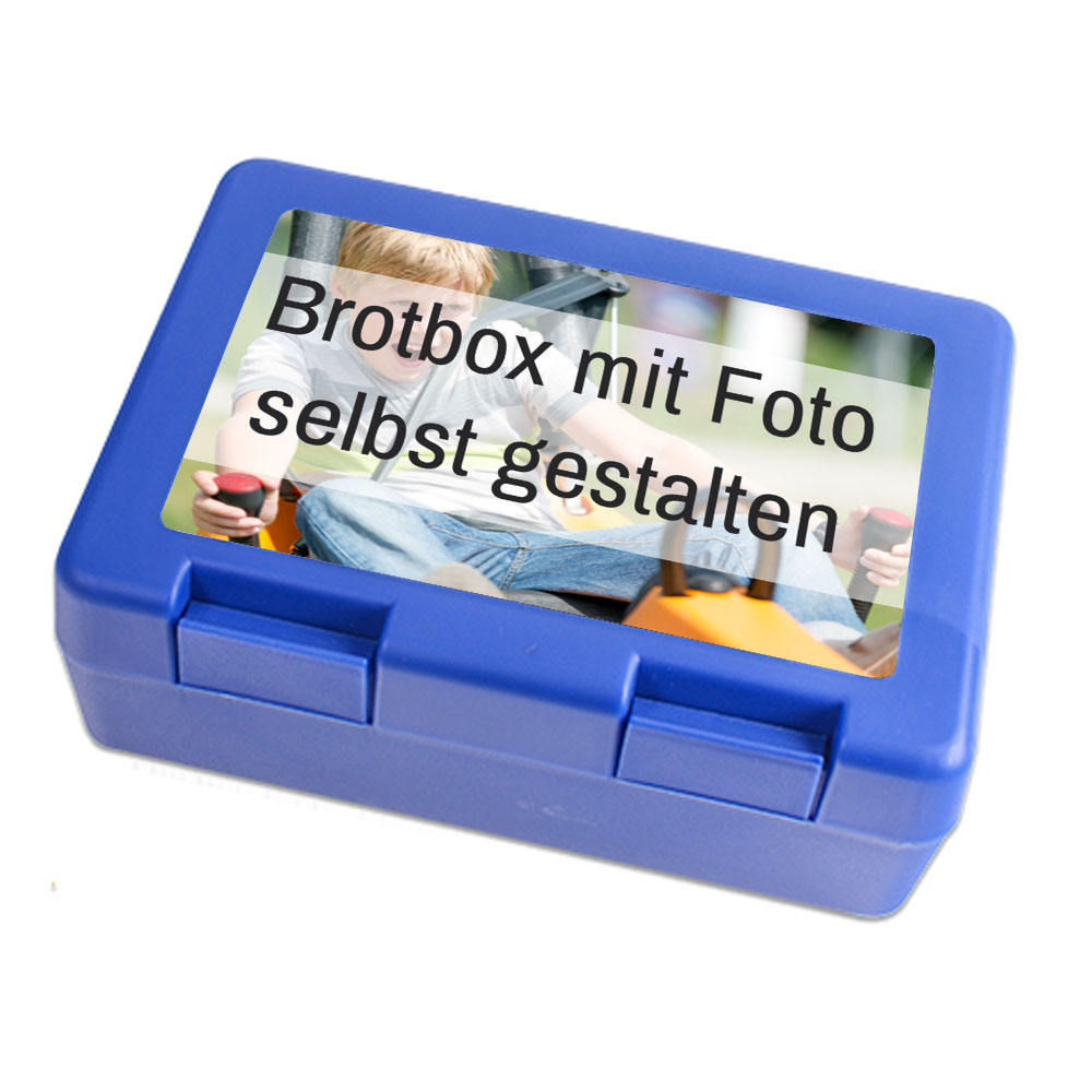 Brotbox blau mit Foto selbst gestalten