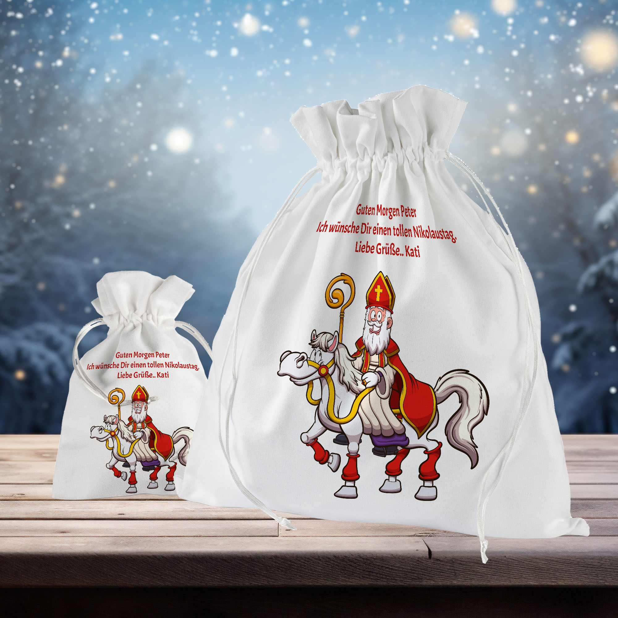 Nikolaus Geschenkbeutel mit eigenem Text