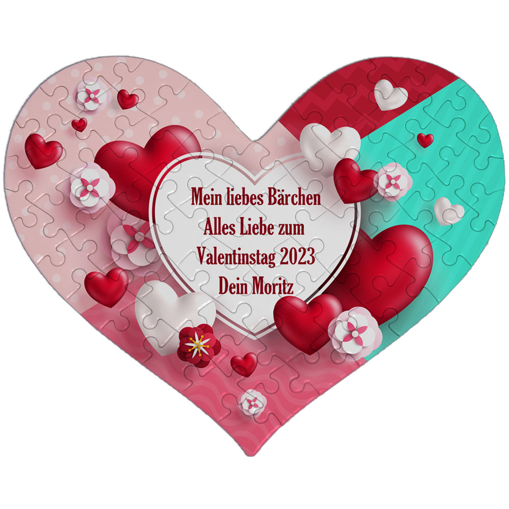 Puzzle Valentinstag mit Wunschtext im Herz