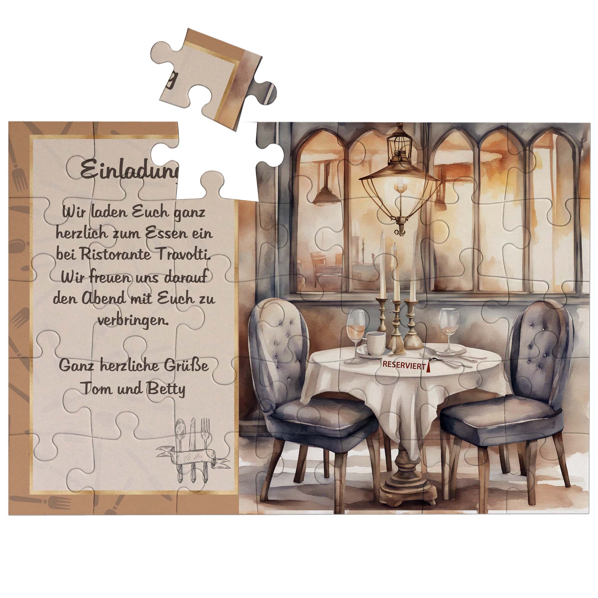 Puzzle mit Wunschtext Essen Restaurant | 35 Teile A4