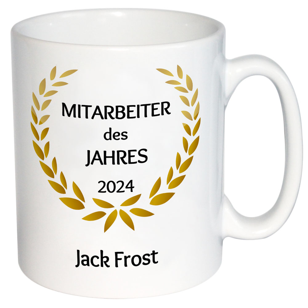 Tasse Mitarbeiter des Jahres mit Name