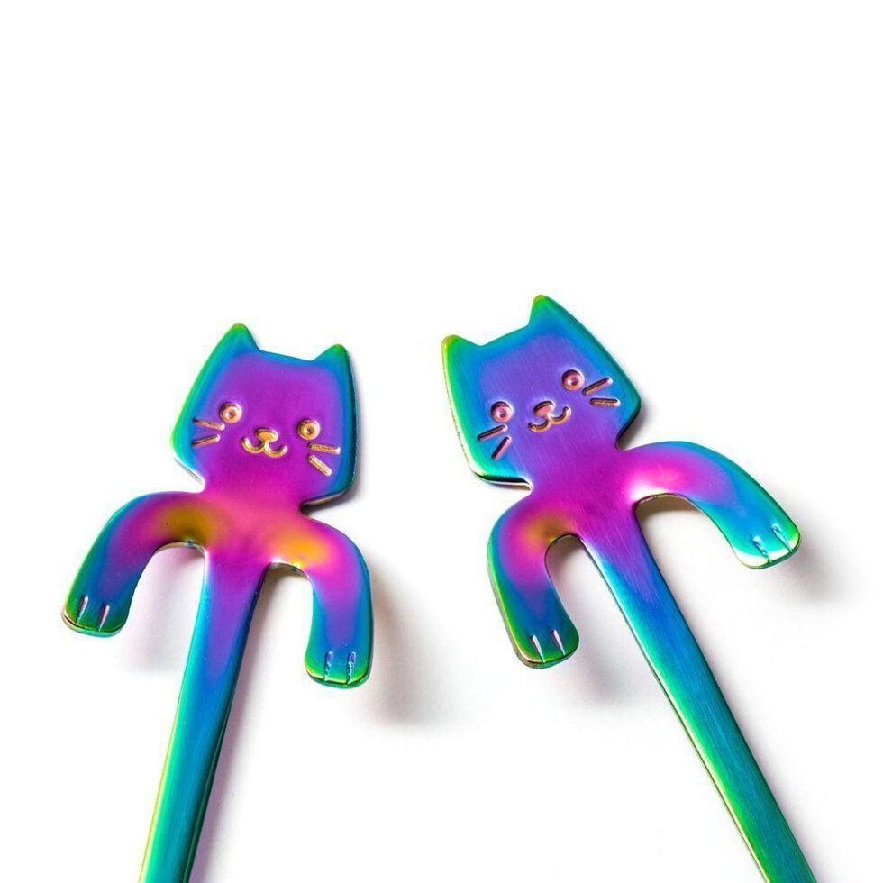 Teelöffel Set Katze in Regenbogen Farben – Bild 2