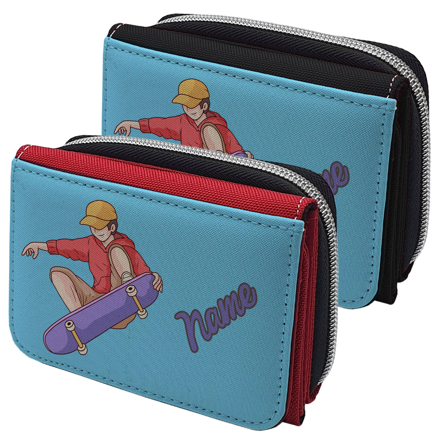 Textil Geldbeutel mit Name Skateboarder