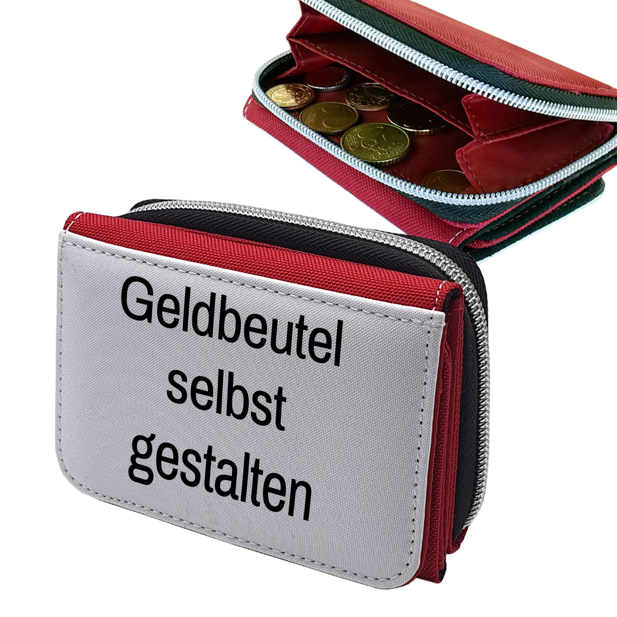 Geldbeutel rot mit Foto selbst gestalten