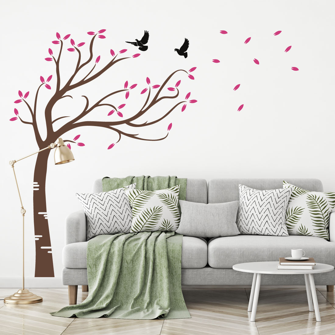 Wandtattoo Baum im Wind wehend