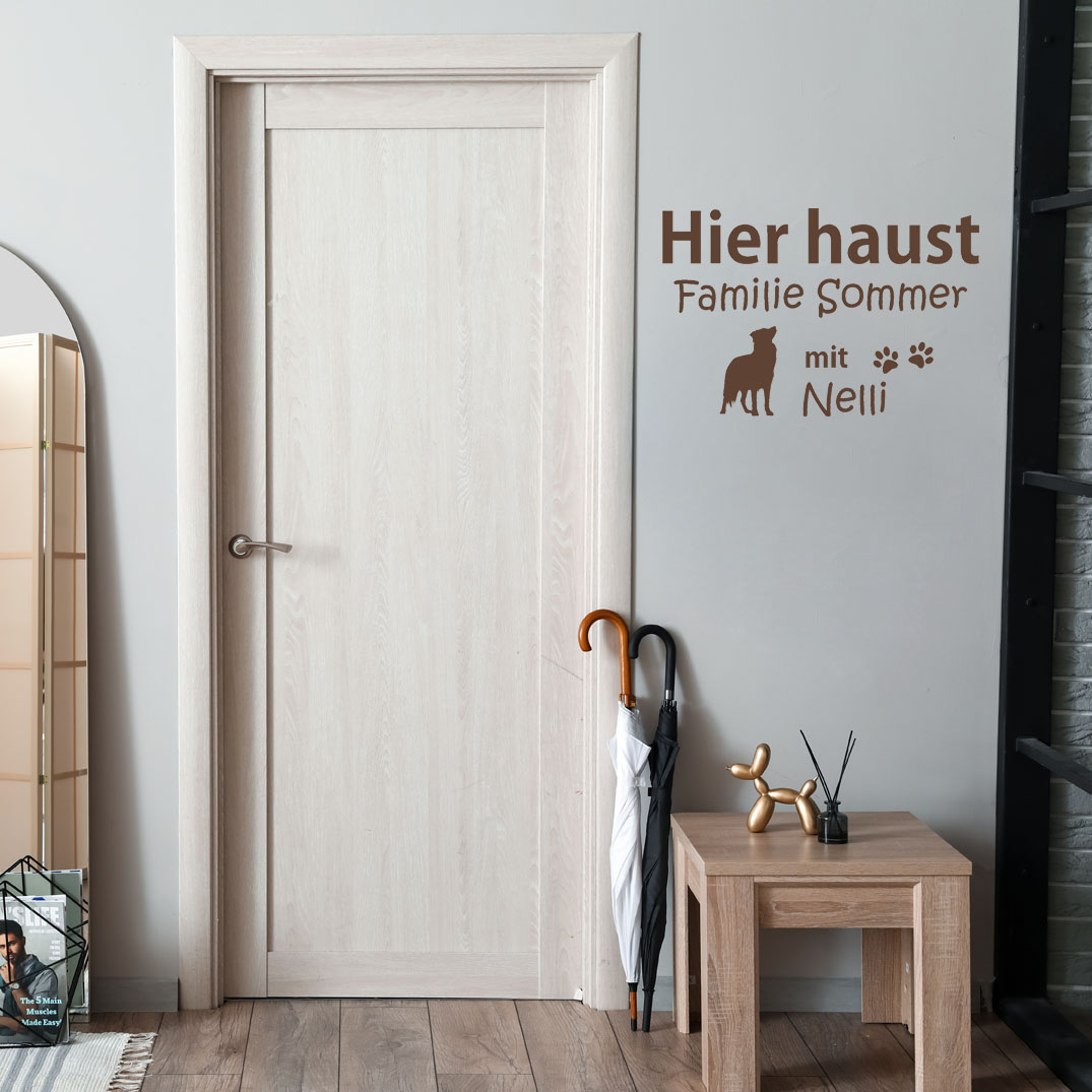 Wandaufkleber Border Collie mit Name