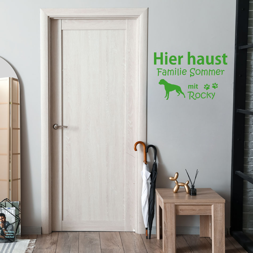 Wandaufkleber Boxer mit Name