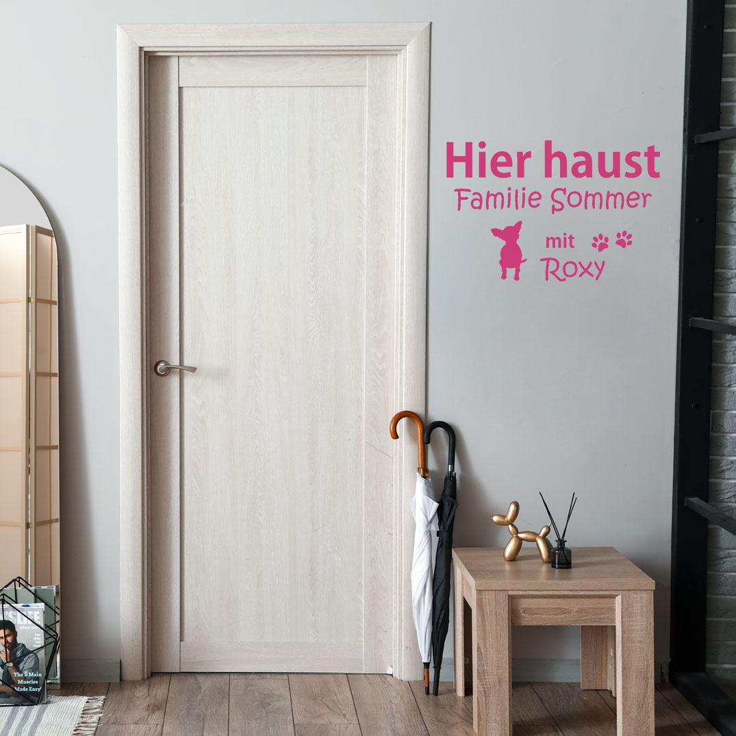Wandaufkleber Chihuahua mit Name