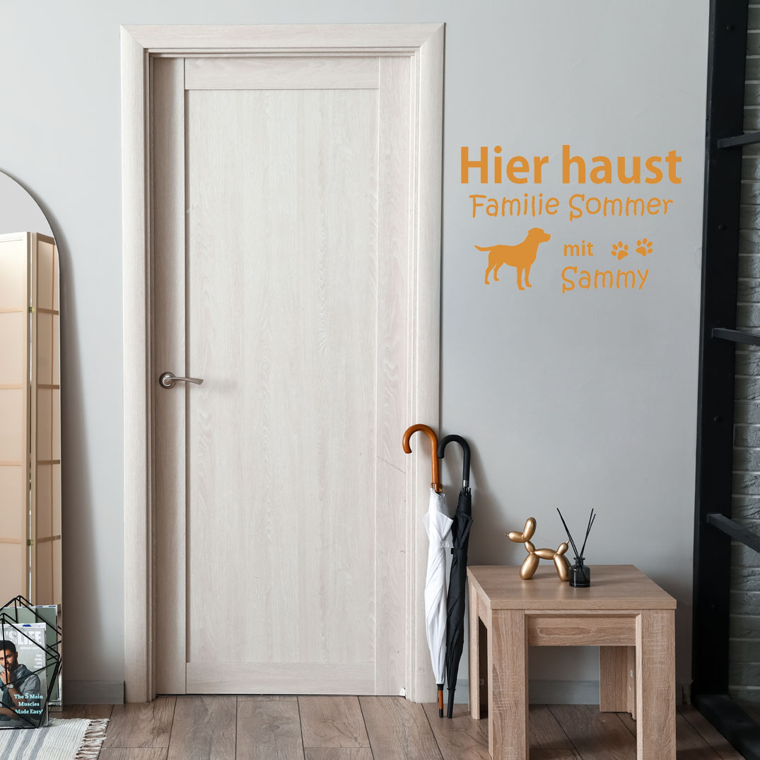 Wandaufkleber Labrador-Retriever mit Name
