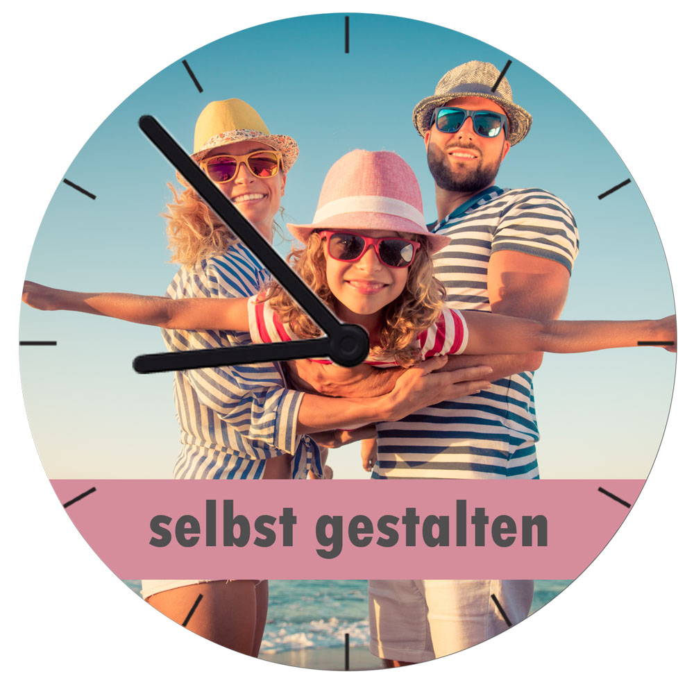 Wanduhr mit Foto selbst gestalten rund 20 cm