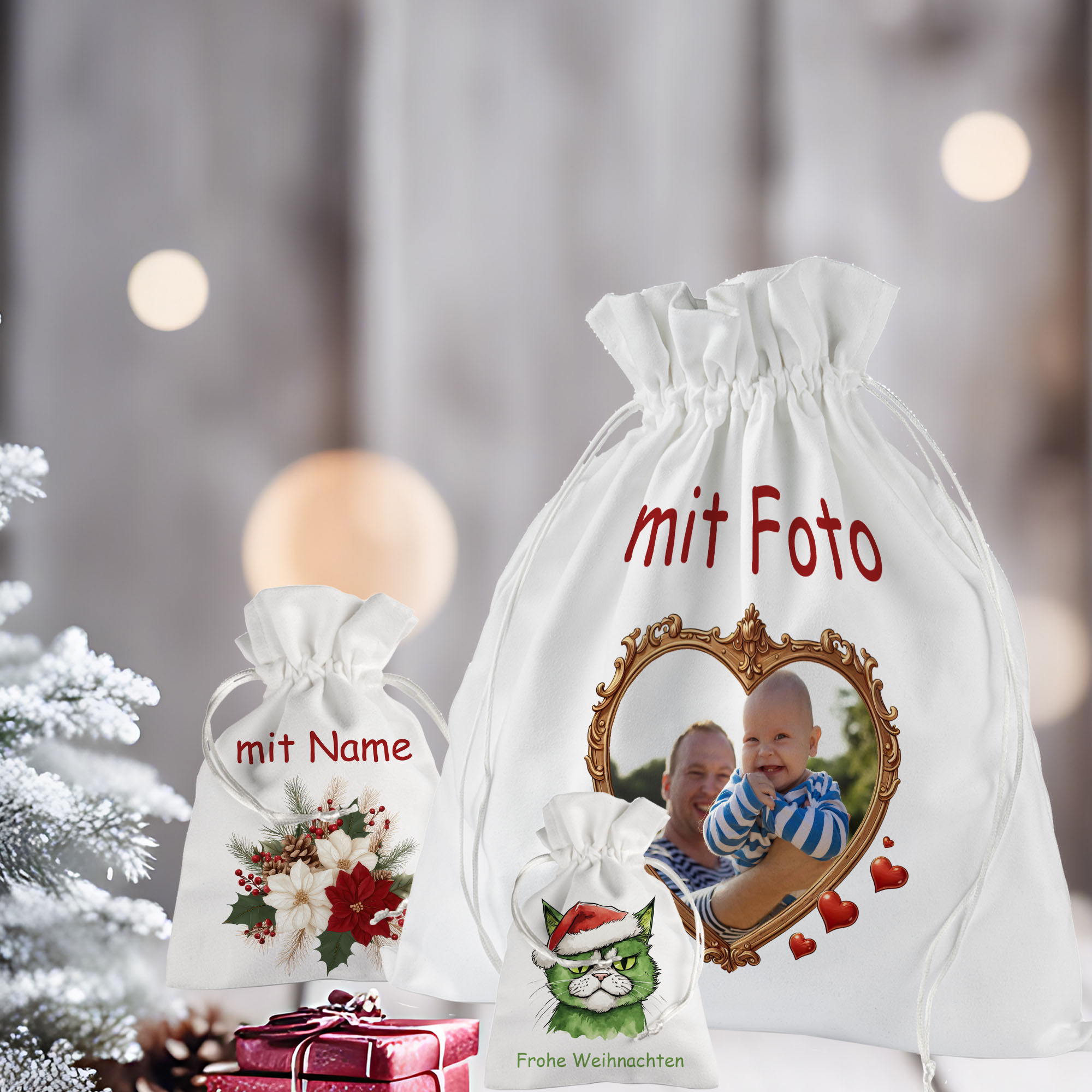 Geschenkbeutel mit Foto oder Name selbst gestalten