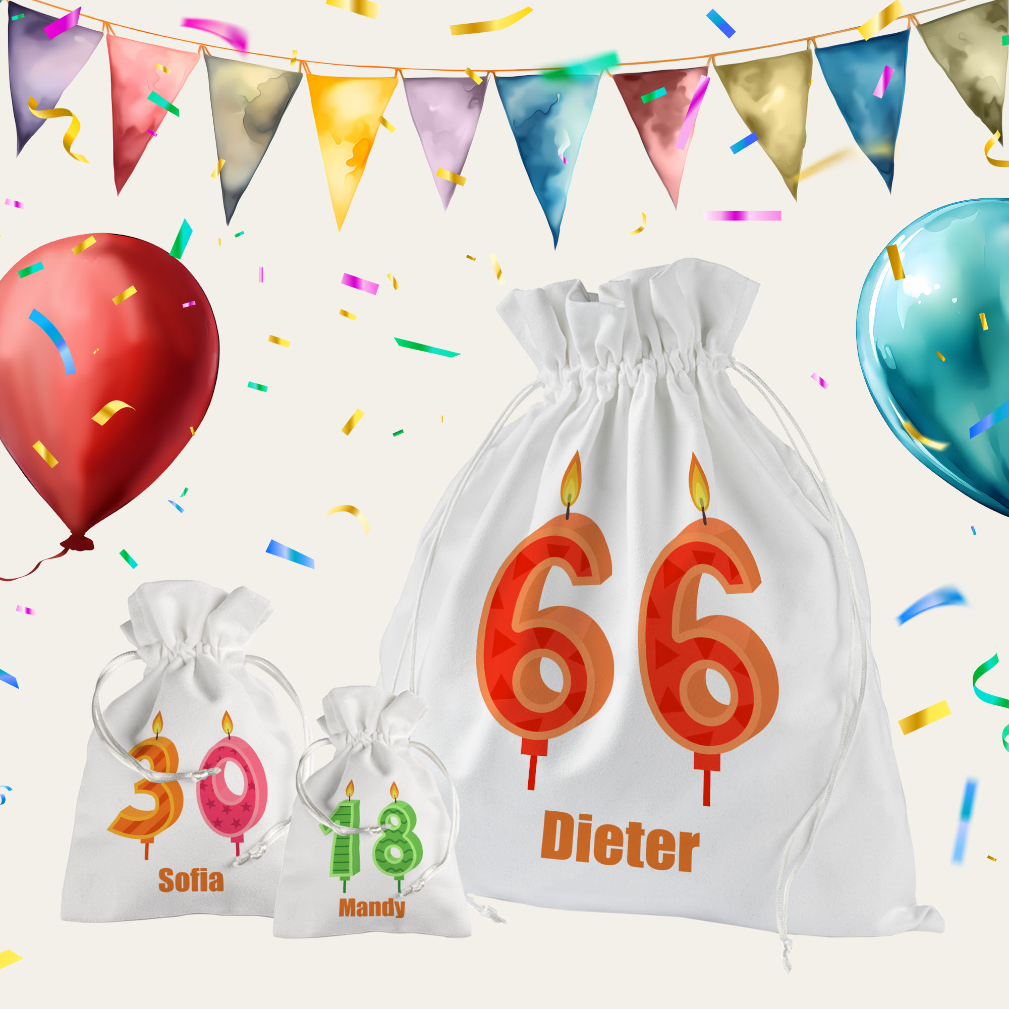 Geschenkbeutel Geburtstag mit Zahl und Name