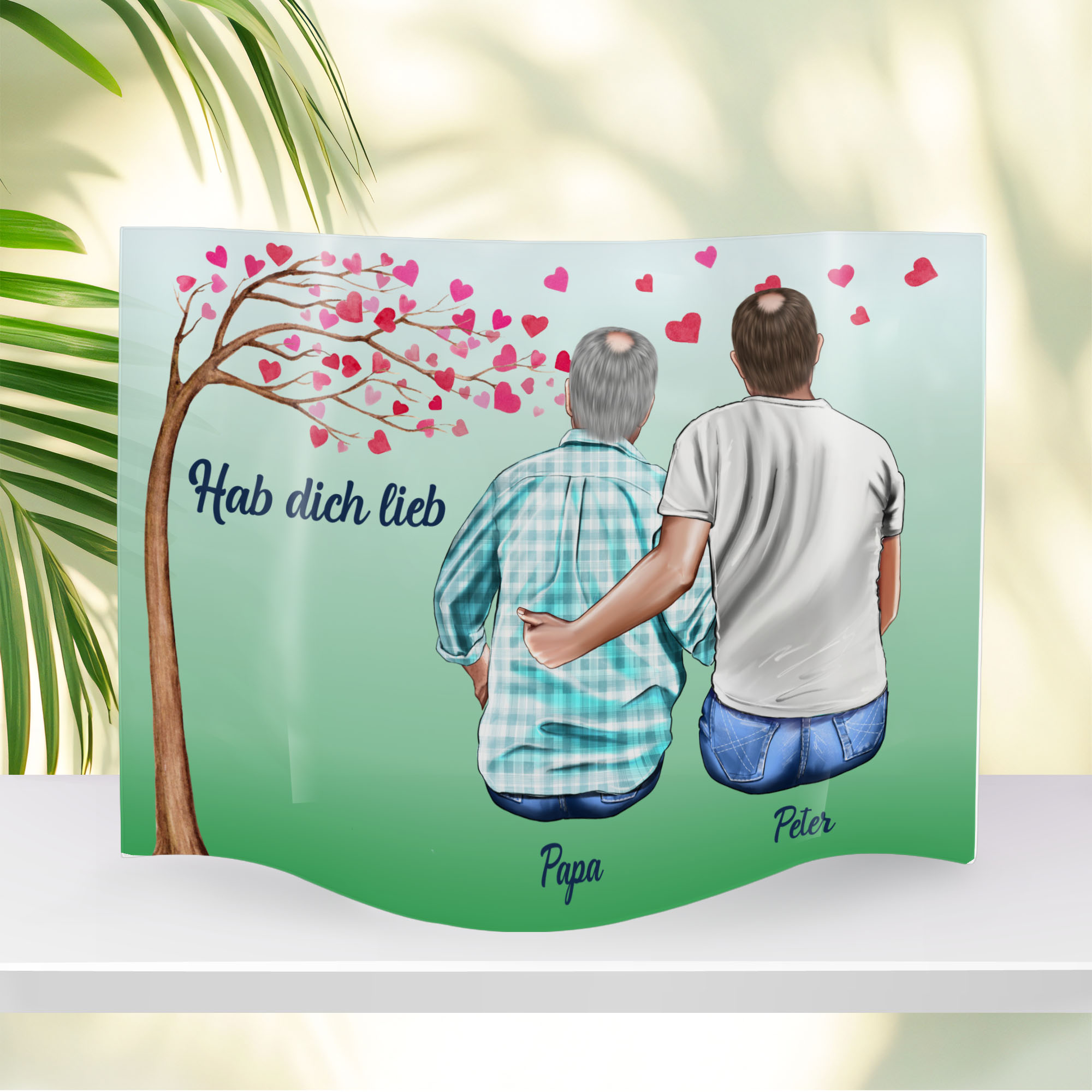 Vatertag Acryl mit Namen Clipart Papa & Sohn Welle 20x30cm