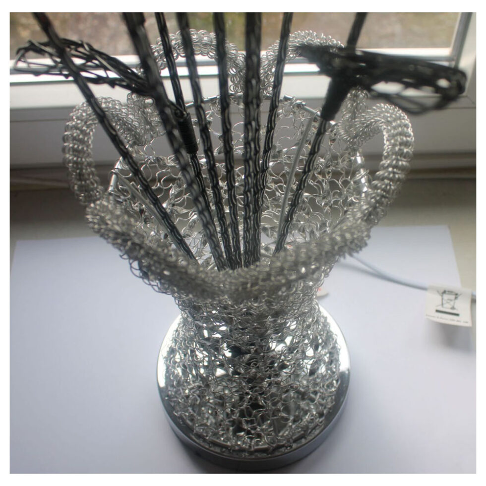 schwarze Blumen Lampe 80 cm Blumen in Vase Lampe – Bild 5
